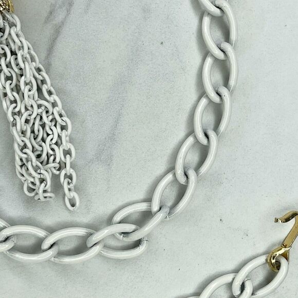 White Beehive Swirl Tassel Charm Chain Link Belt Extra Small/Small (XS/S) ✨ - Picture 5 of 11